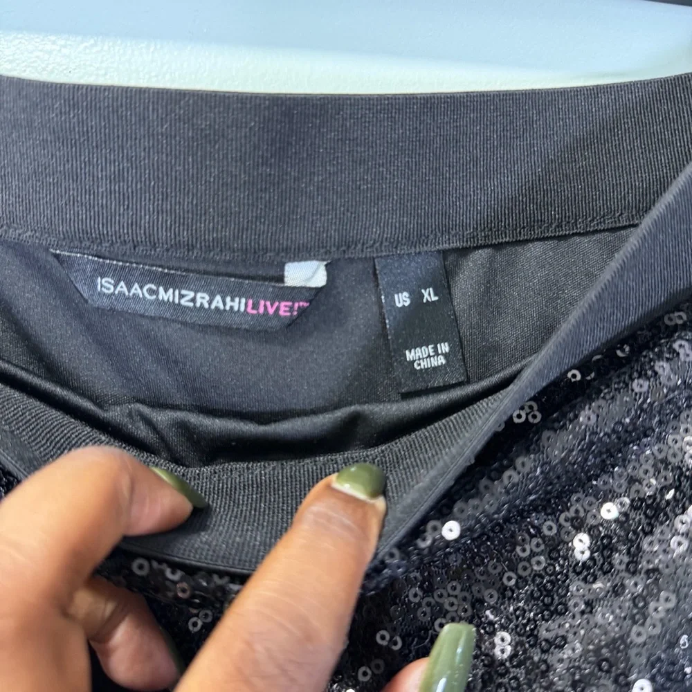 Isaac Mizrahi Live! Black Sequin Pencil Skirt Sz XL‎